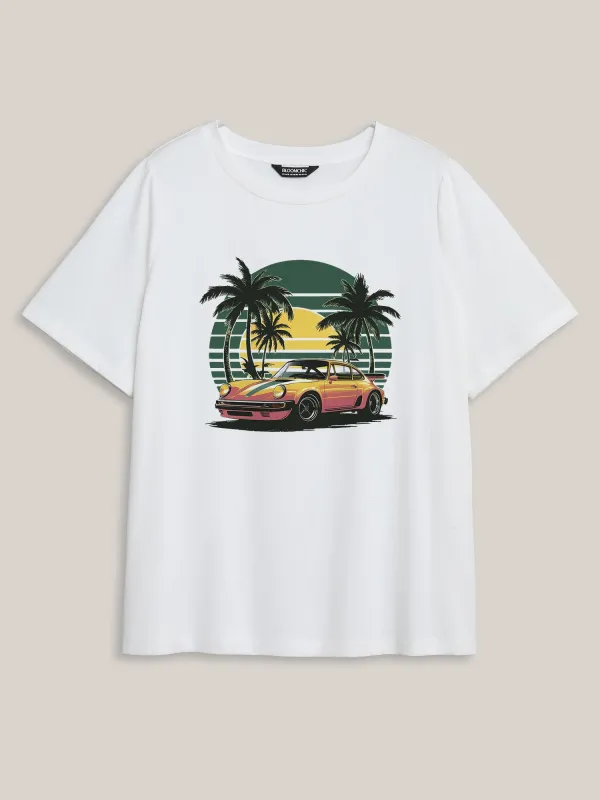 Resort Ready Pattern Round Neck T-Shirt sold by Bloomchic