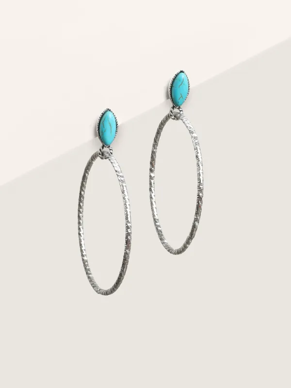 Beaded Silver Tone Hoop Earrings sold by Bloomchic