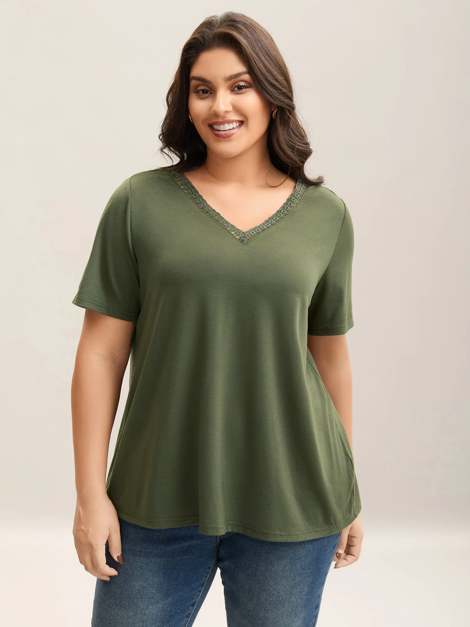 Stretchy Floral Back Cut-Out T-Shirt sold by Bloomchic product image thumbnail 2