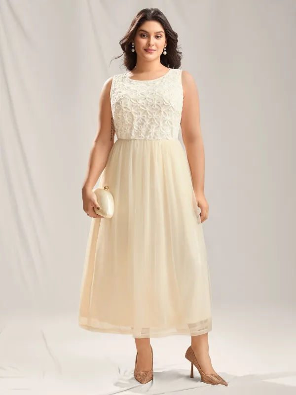 Floral Embroidered Spliced Mesh Maxi Dress sold by Bloomchic