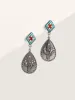 Antique Silver Turquoise Drop Earrings sold by Bloomchic