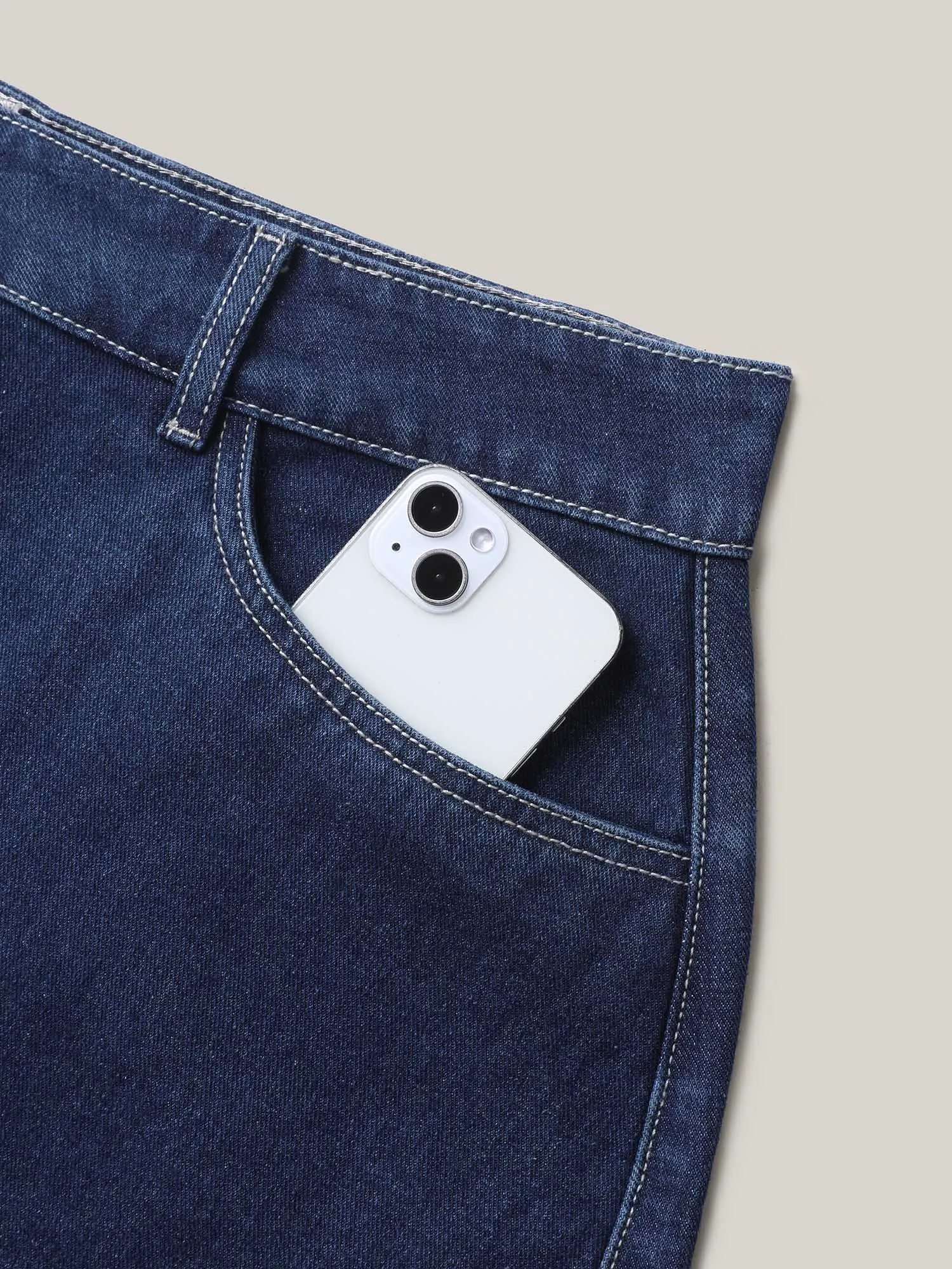 Button Front Straight-Fit Denim Skirt sold by Bloomchic product image thumbnail 5