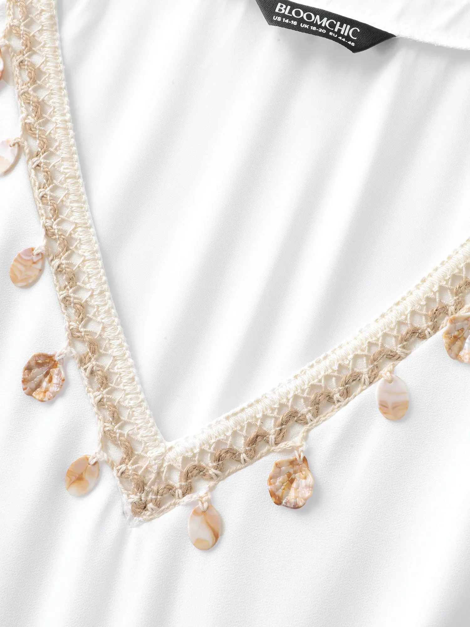 Lace Spliced V-Neck Waist-Cinched Midi Dress sold by Bloomchic product image thumbnail 5