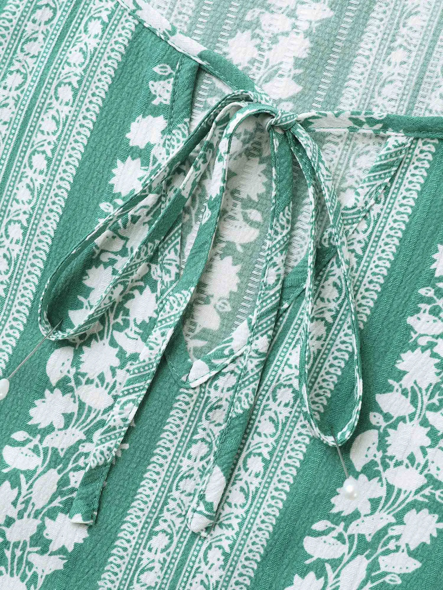 Floral Print Ruffled Detail Sleeve Blouse sold by Bloomchic product image thumbnail 5