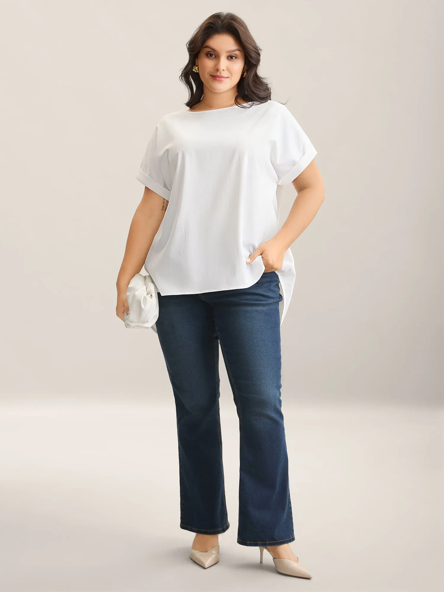 Classic Plain Boat Neck Zipper Blouse sold by Bloomchic product image thumbnail 4