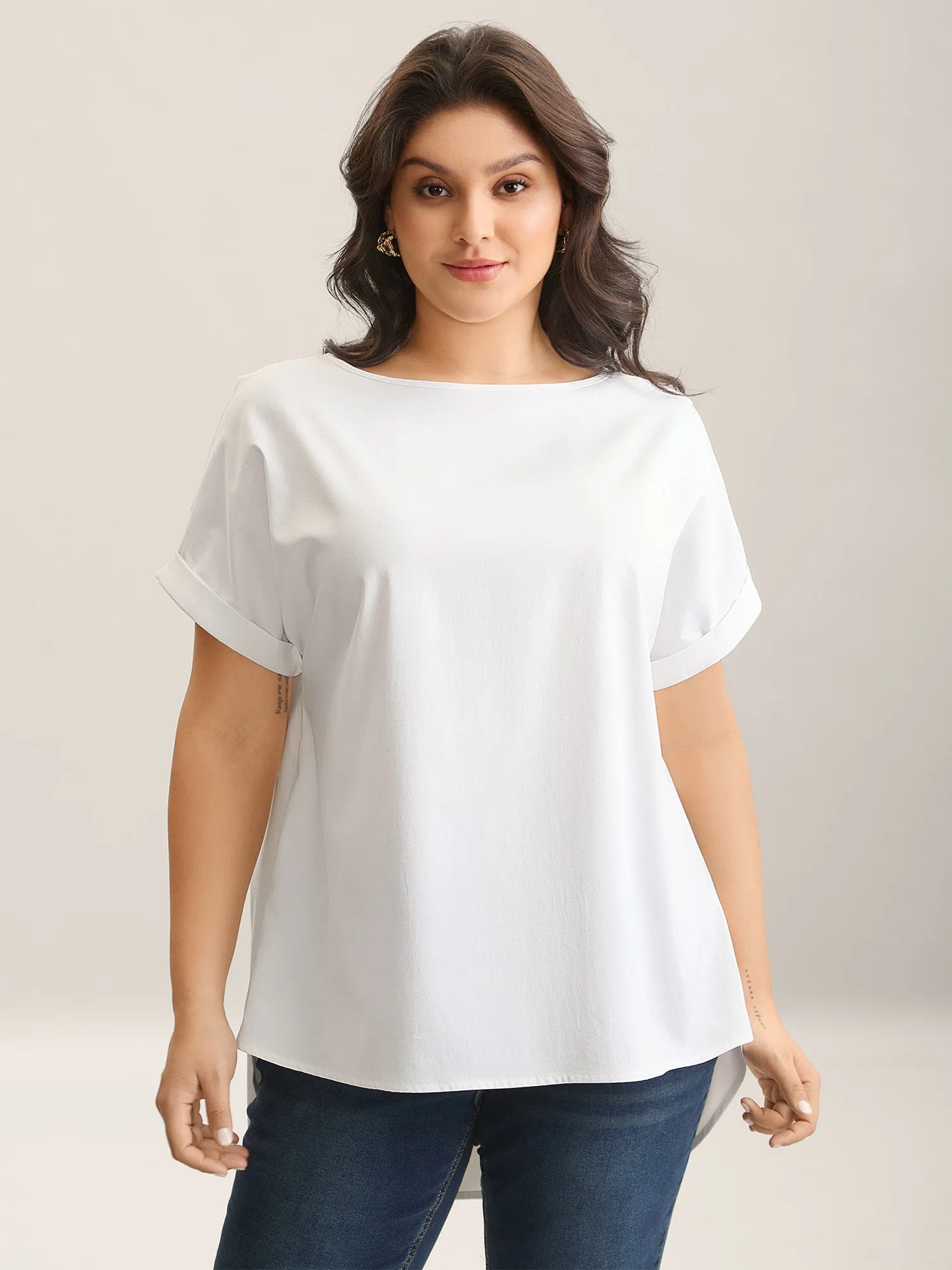 Classic Plain Boat Neck Zipper Blouse sold by Bloomchic