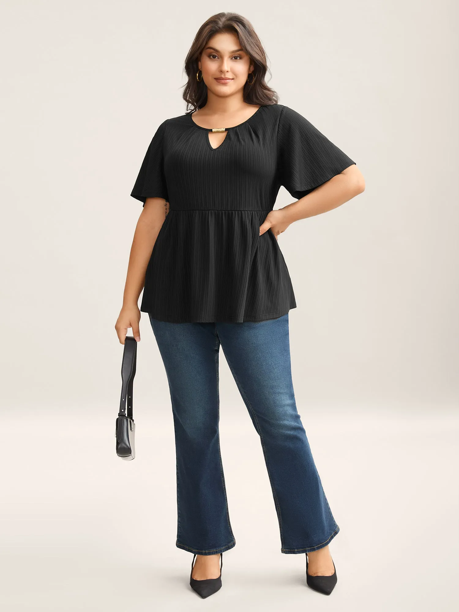 Stretchy Pit Strip Keyhole Plain Top sold by Bloomchic product image thumbnail 3