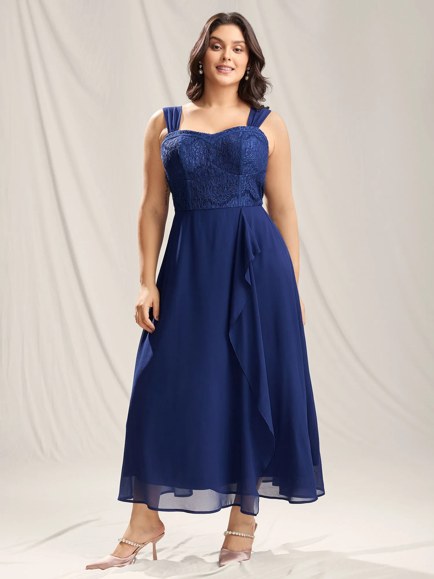 Lace Corset Flared Hem Midi Dress sold by Bloomchic