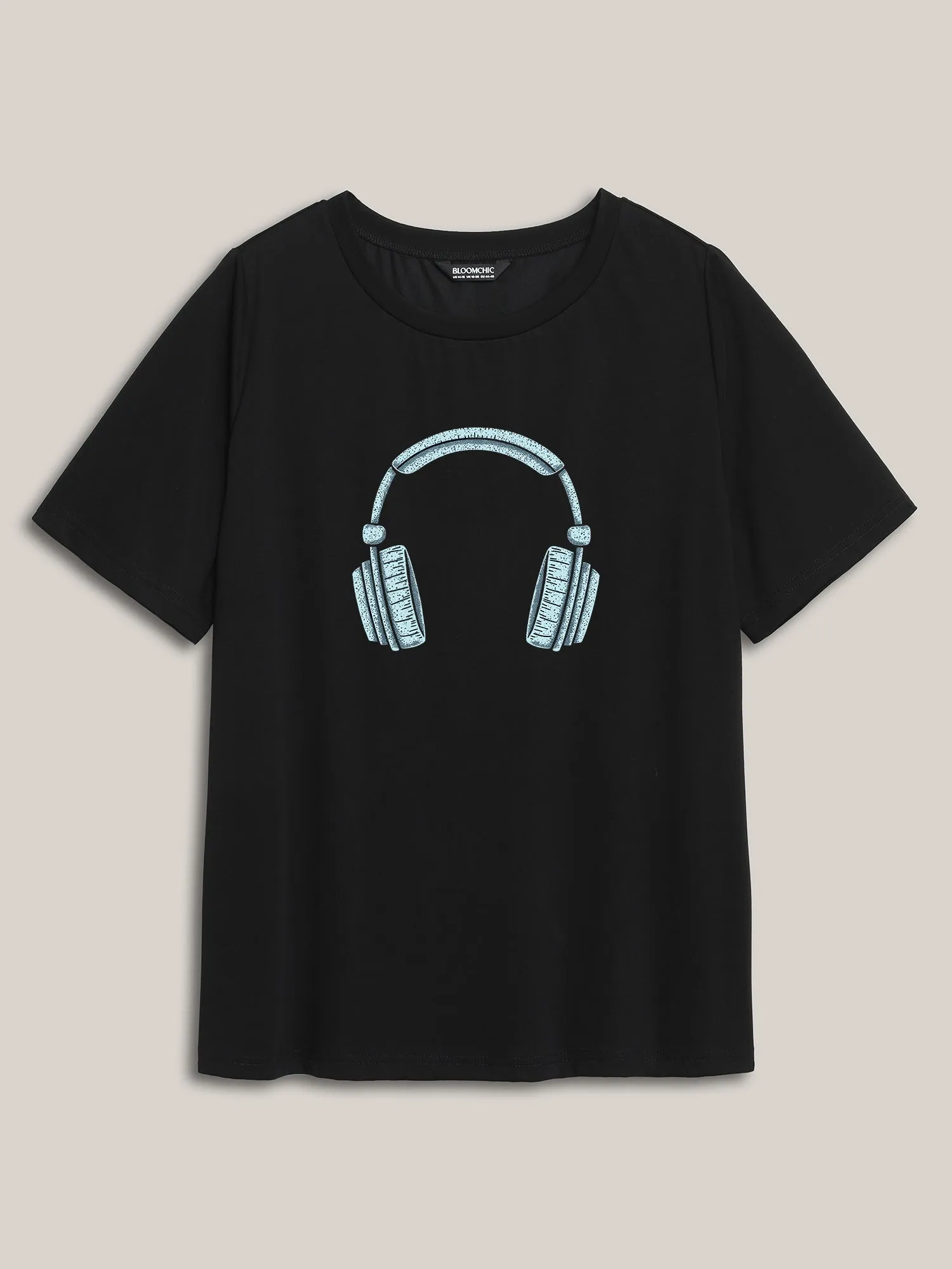Headphone Mode Round Neck T-Shirt sold by Bloomchic