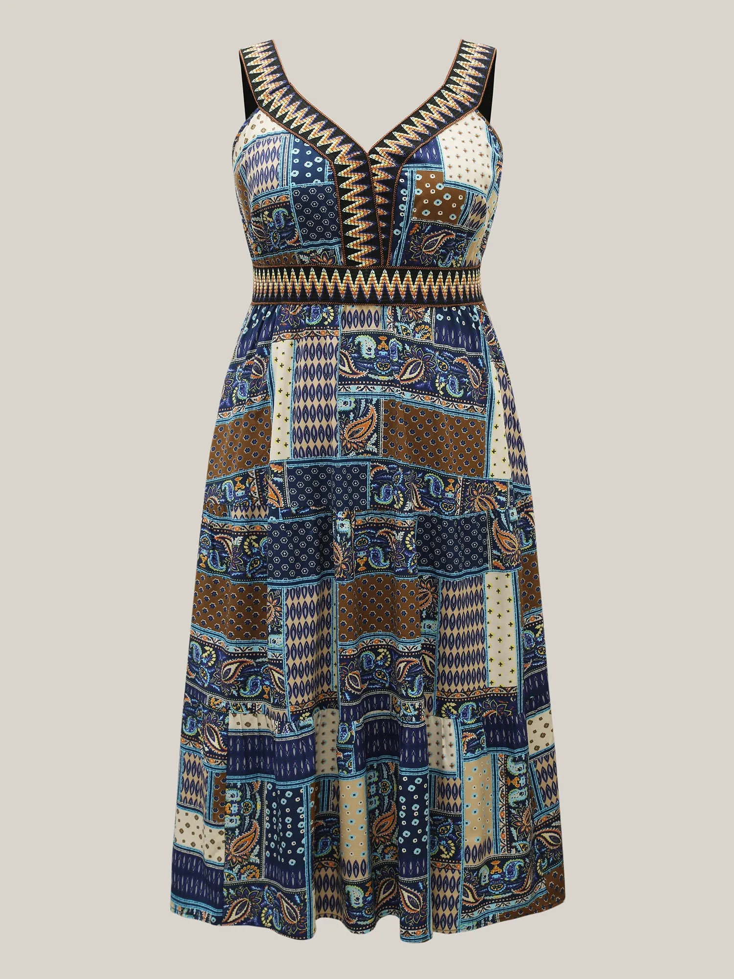 Boho Print Webbed Neck Midi Dress sold by Bloomchic product image thumbnail 5