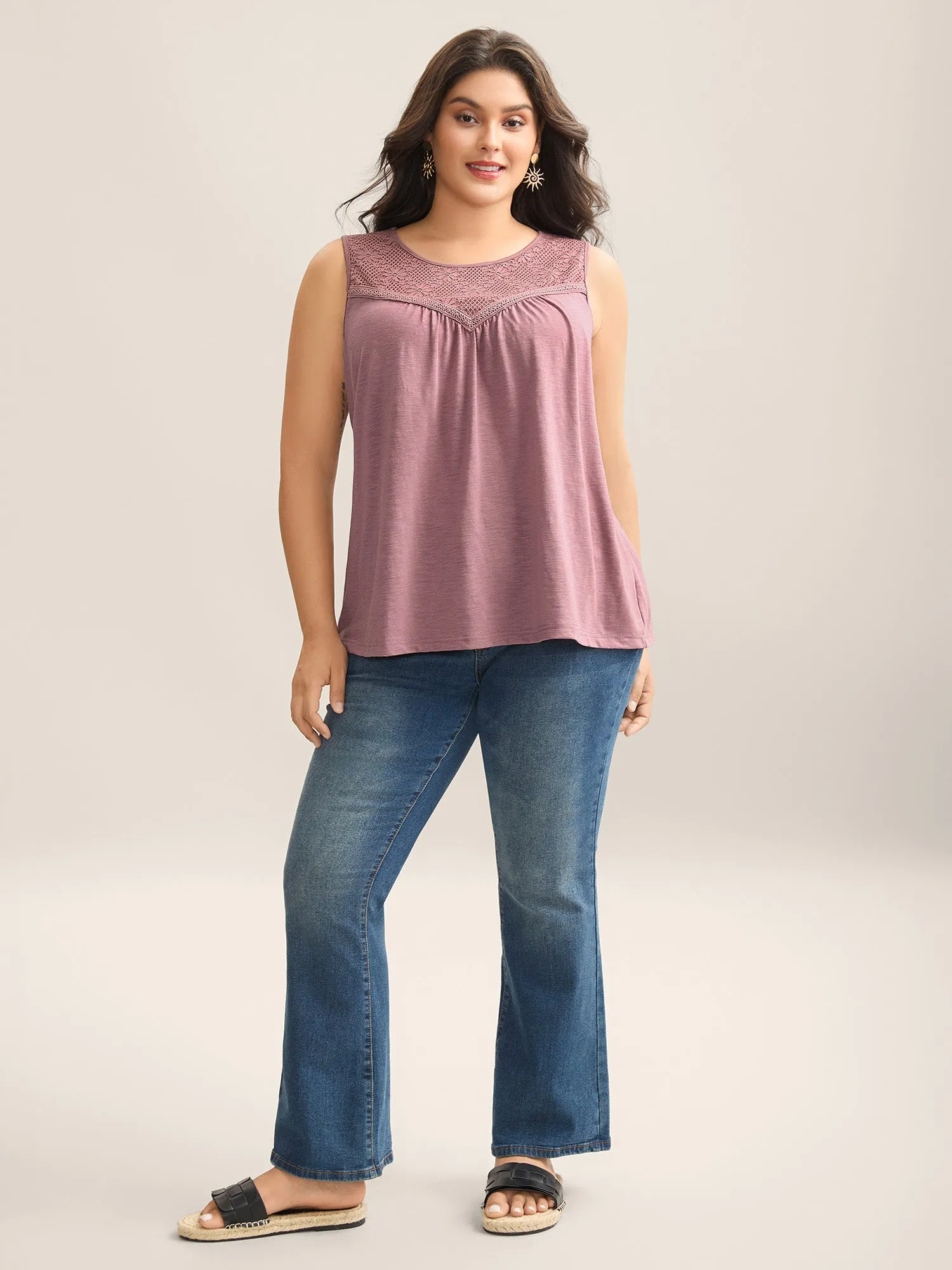 Plain Stretchy Lace Tank Top sold by Bloomchic product image thumbnail 3