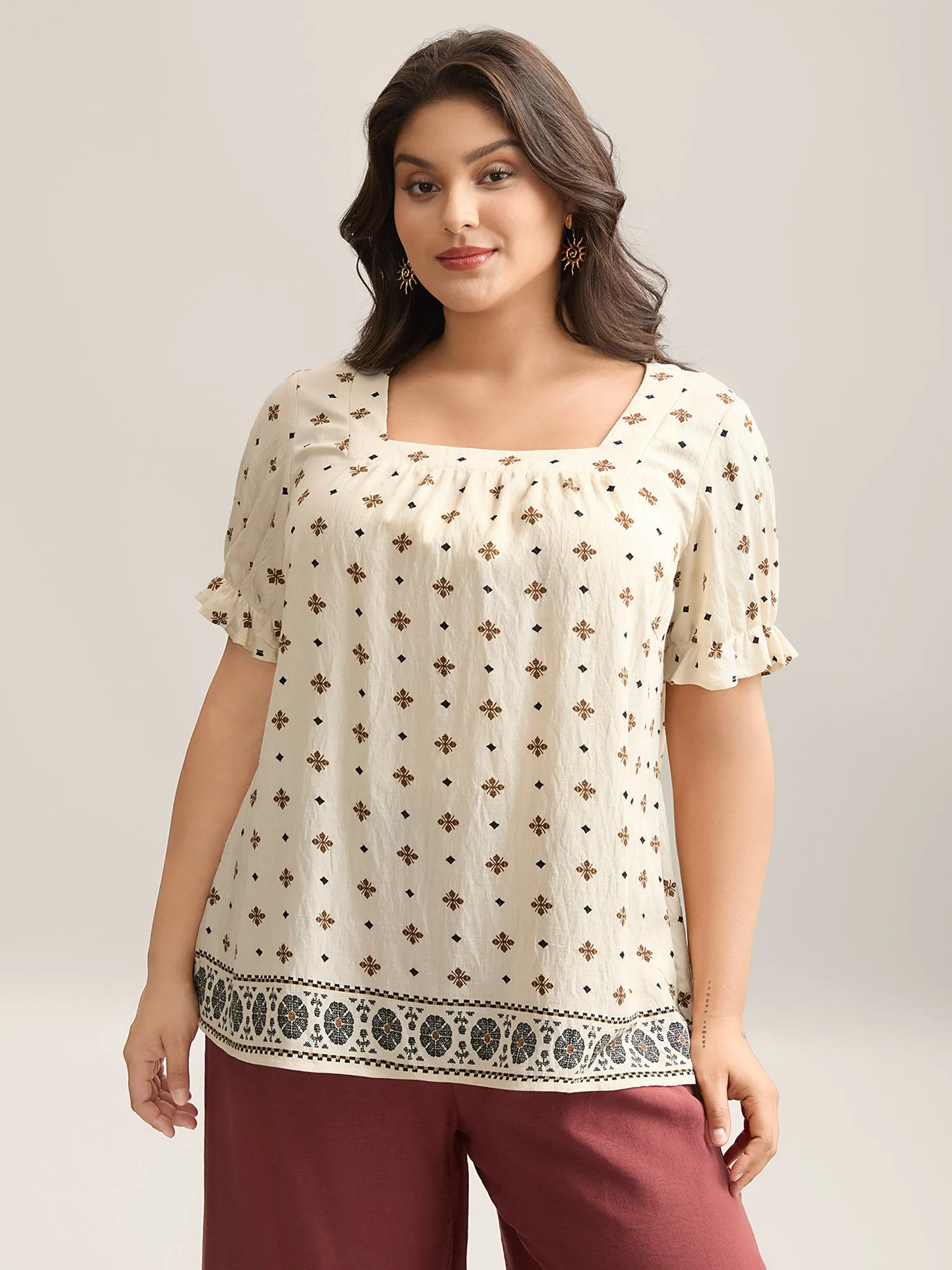 Rayon Embroidered Pleated Blouse sold by Bloomchic