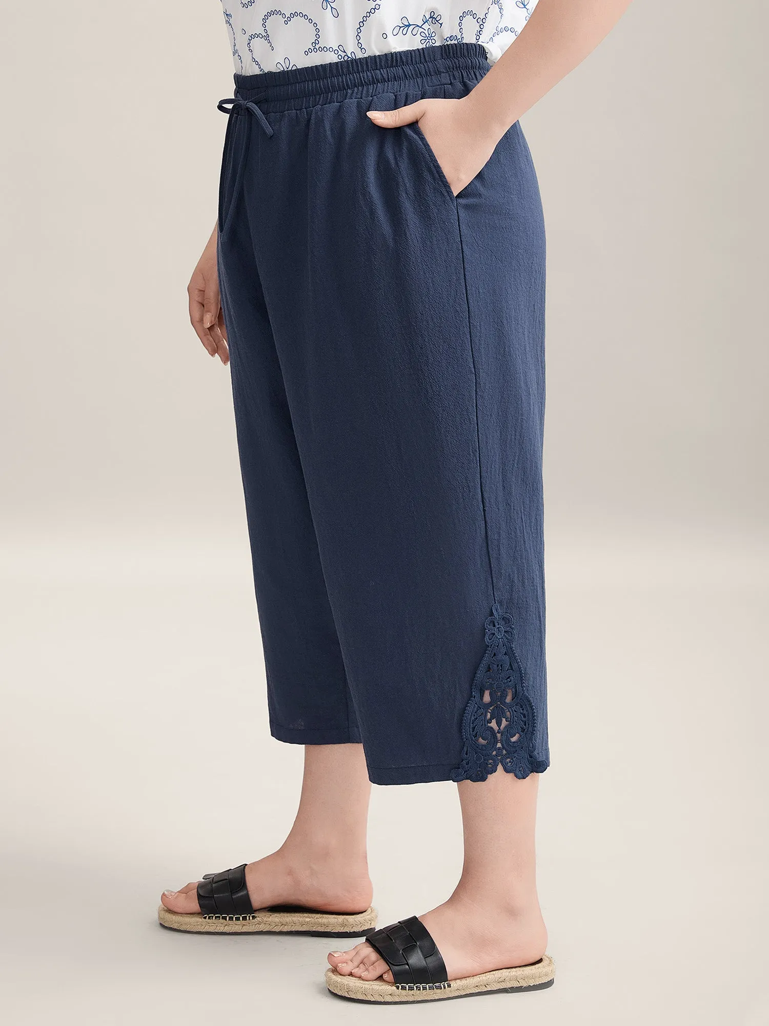 Lace Cut-Out Straight-Leg Plain Pants sold by Bloomchic product image thumbnail 4