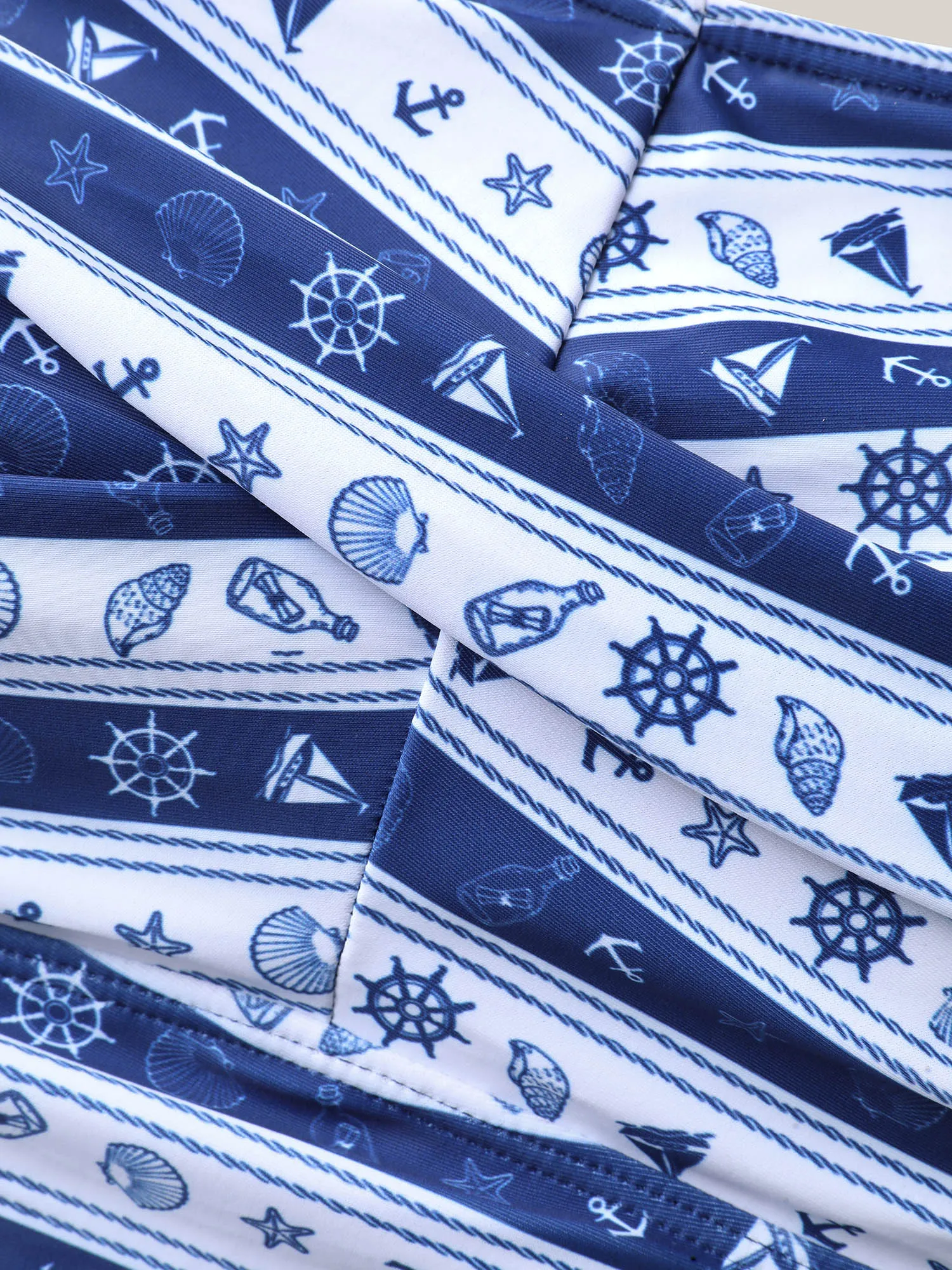 Nautical Striped Twist Front One-Piece Swimsuit sold by Bloomchic product image thumbnail 5