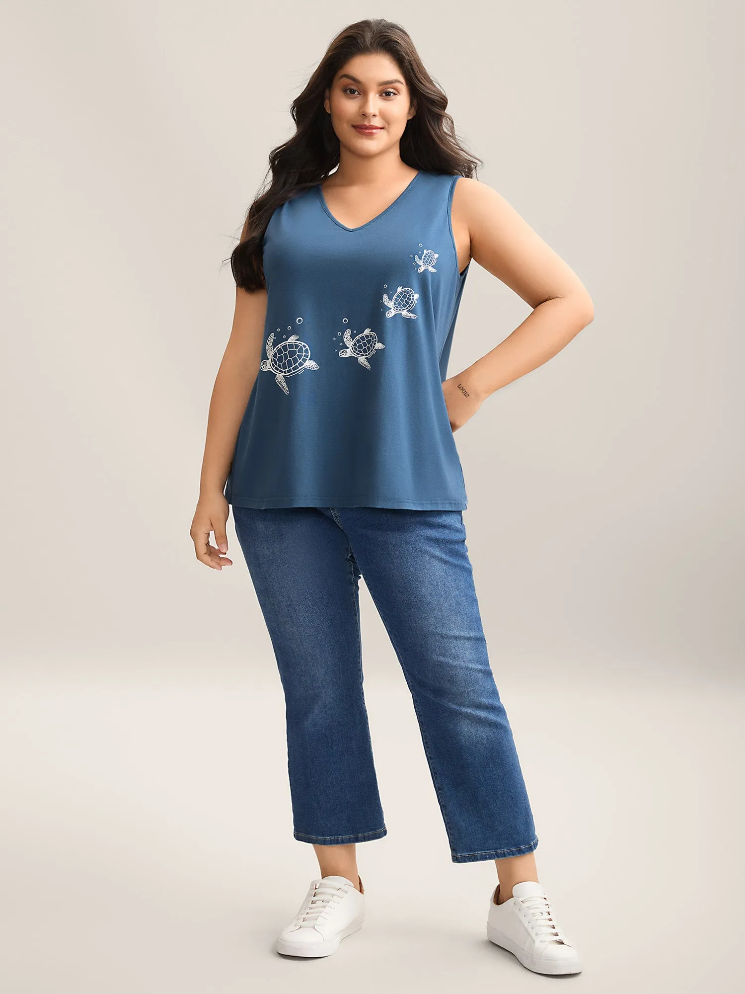 Turtle Print V-Neck Tank Top sold by Bloomchic product image thumbnail 3