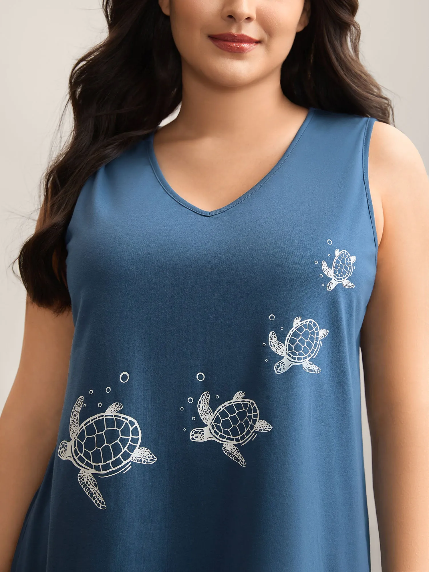 Turtle Print V-Neck Tank Top sold by Bloomchic product image thumbnail 2