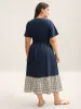 Cotton Color Block Cinched-Waist Spliced Maxi Dress sold by Bloomchic
