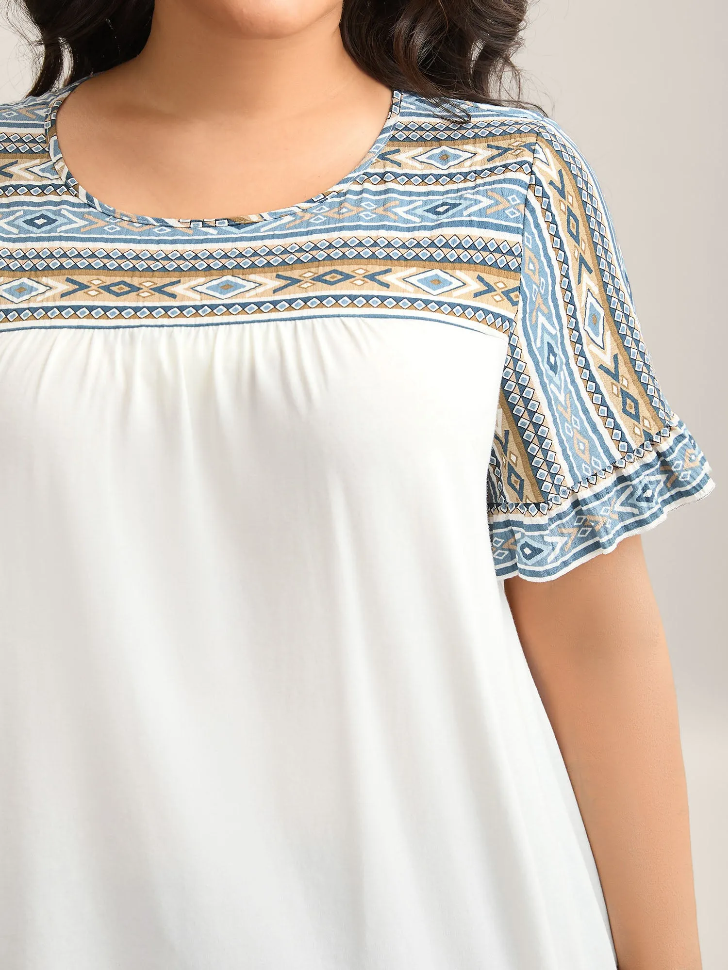Boho Stripes Contrast Pleated Knit Top sold by Bloomchic product image thumbnail 2
