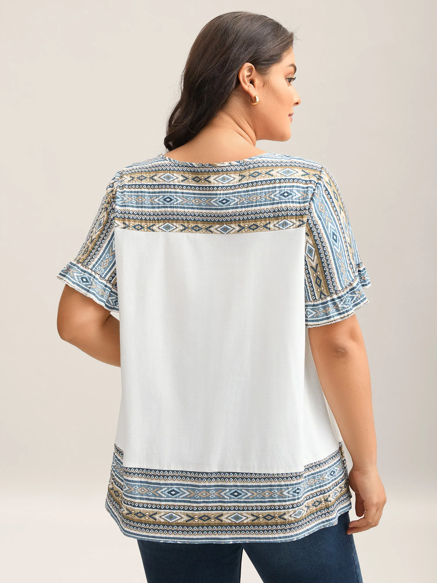 Boho Stripes Contrast Pleated Knit Top sold by Bloomchic product image thumbnail 4