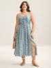 Wavy Print Cami Flowy Maxi Dress sold by Bloomchic