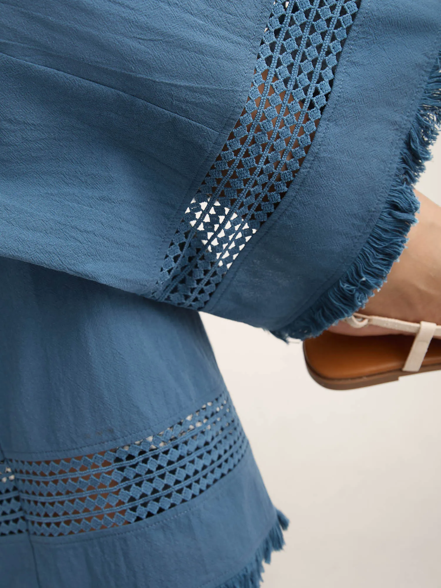 Cotton Waist-Tie Lace Wide-Leg Pants sold by Bloomchic product image thumbnail 5