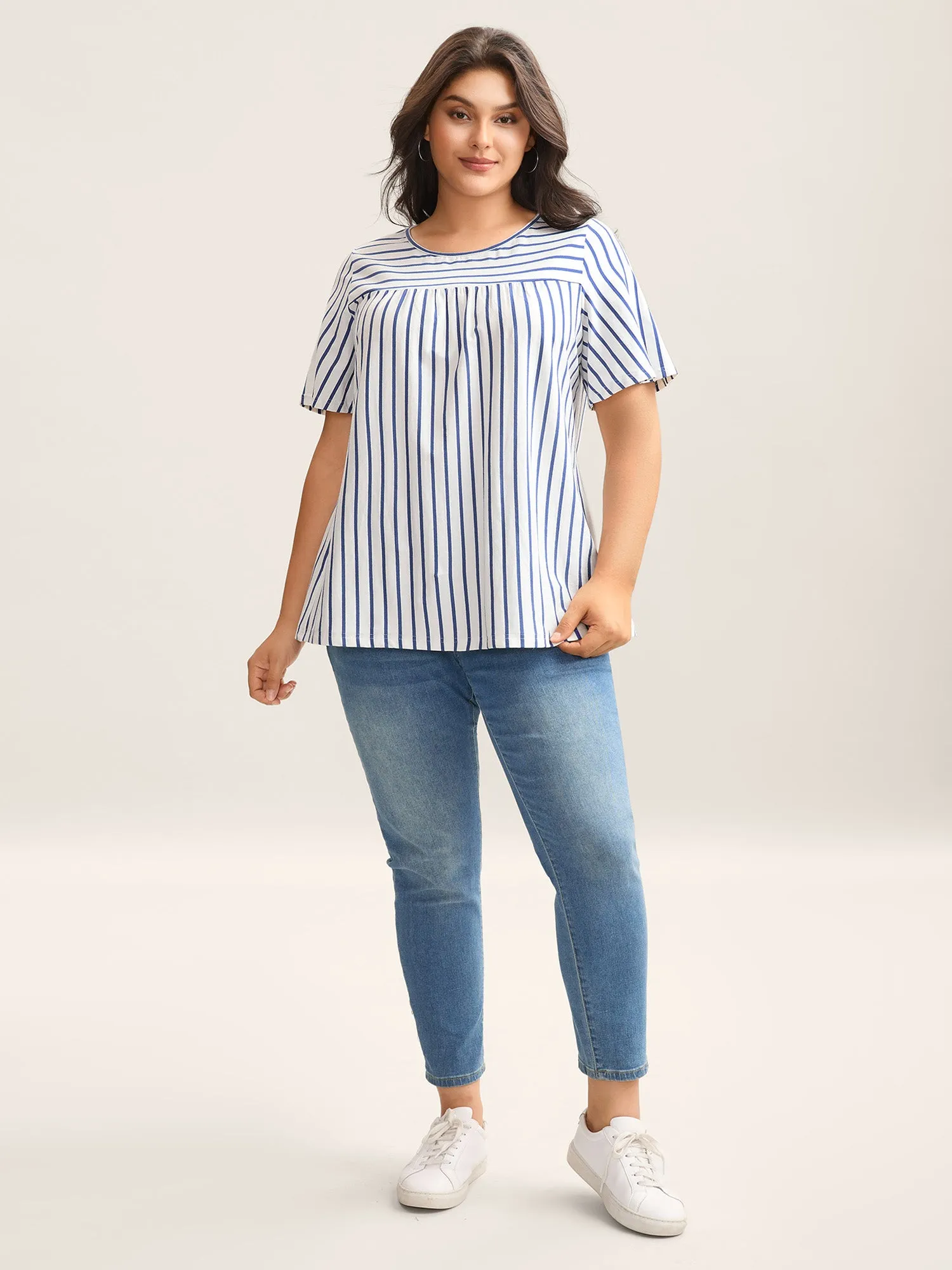 Stripes Everywhere Round Neck T-Shirt sold by Bloomchic product image thumbnail 3
