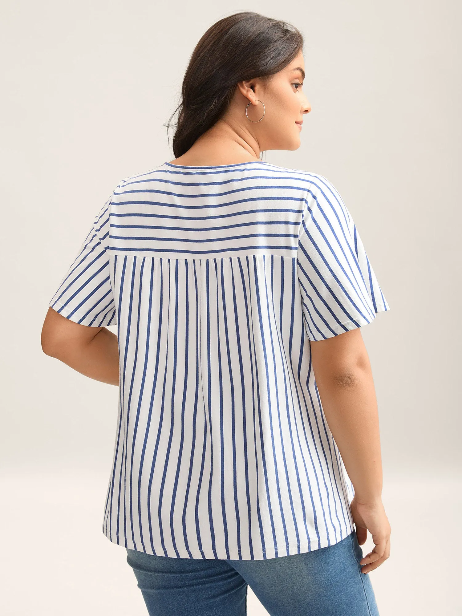Stripes Everywhere Round Neck T-Shirt sold by Bloomchic product image thumbnail 4
