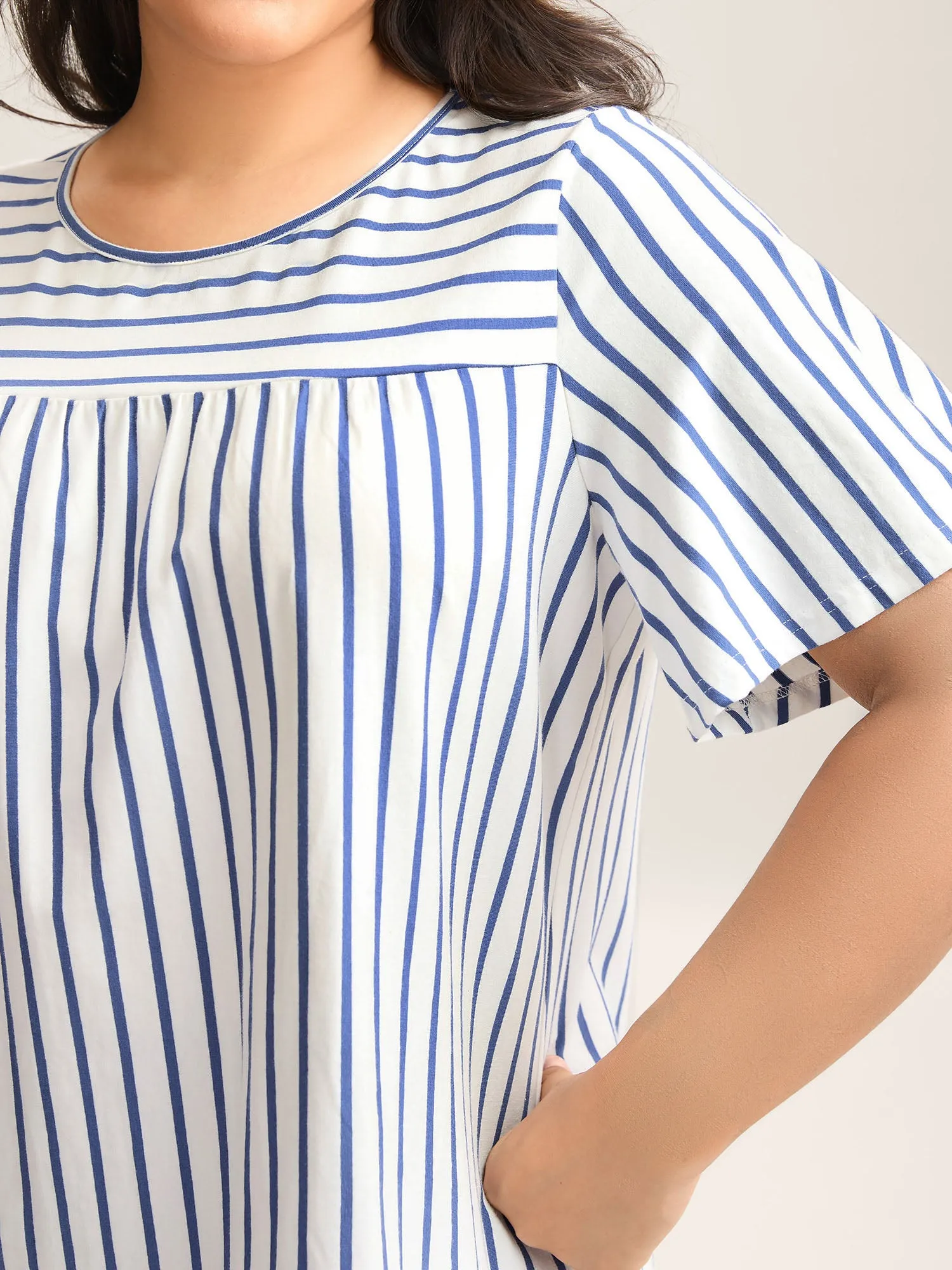 Stripes Everywhere Round Neck T-Shirt sold by Bloomchic product image thumbnail 2