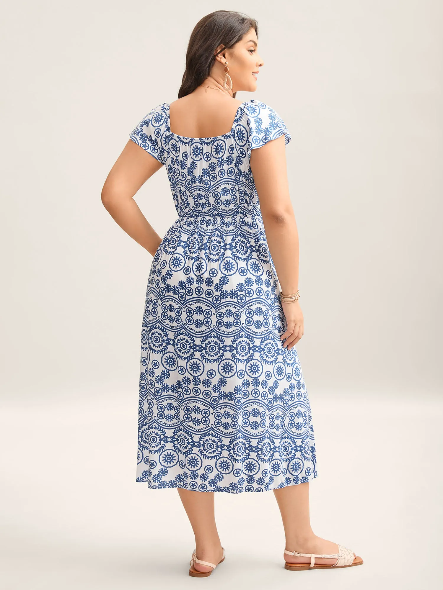 Geometric Print Pockets Flowy Midi Dress sold by Bloomchic product image thumbnail 4