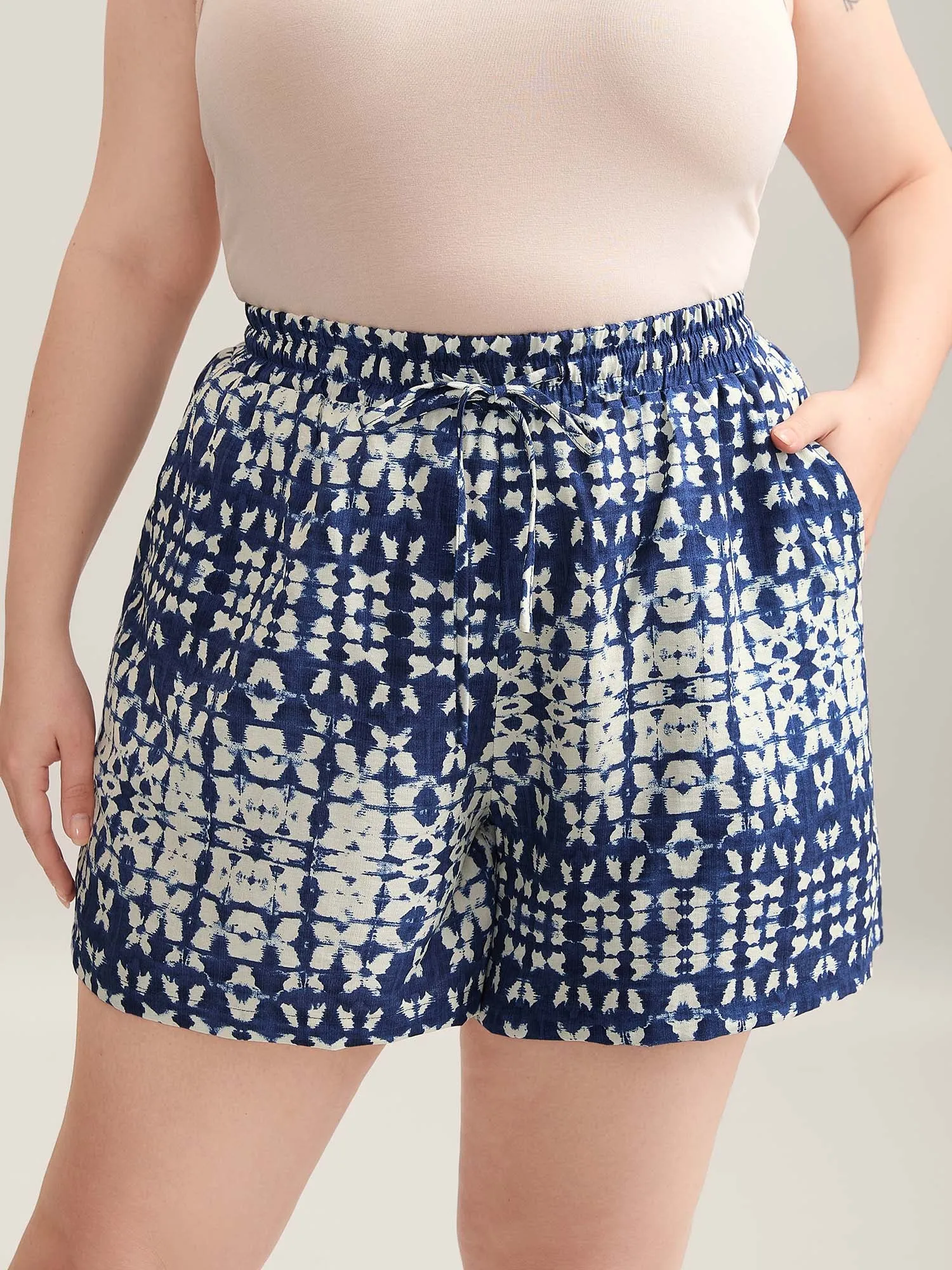 Abstract Print Straight-Fit Shorts sold by Bloomchic