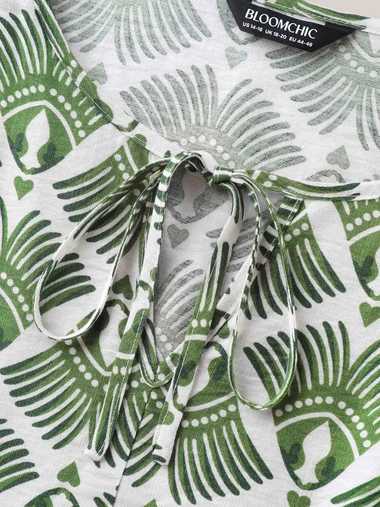 Large Floral Print Flared Sleeve Tie Blouse sold by Bloomchic product image thumbnail 5