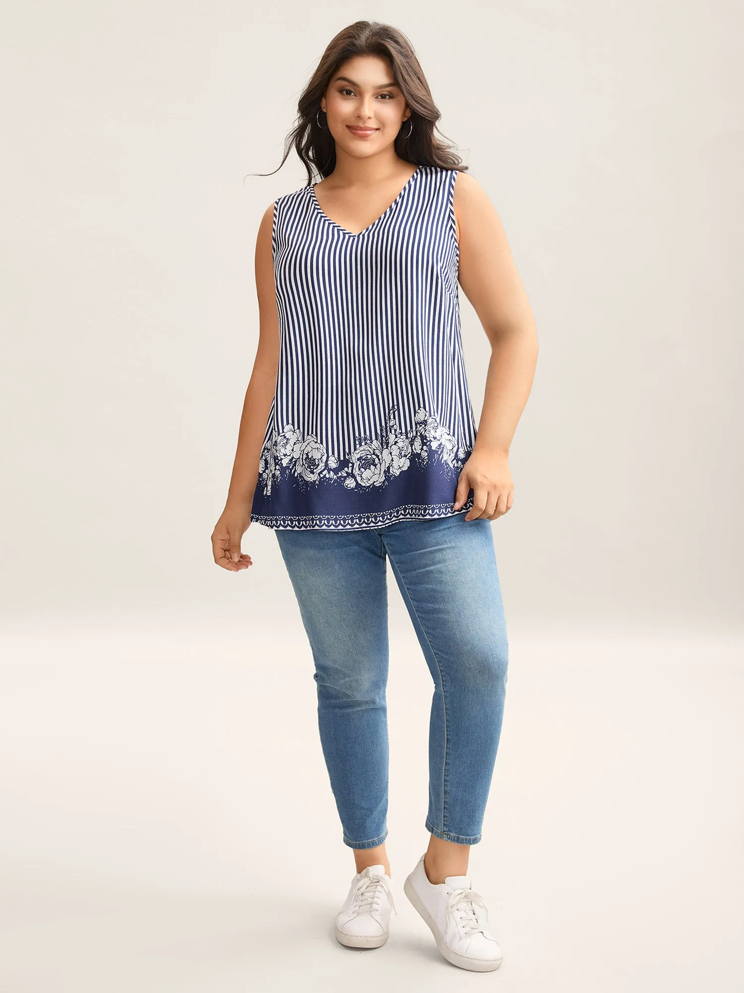 Rayon Floral Hem Tank Top sold by Bloomchic product image thumbnail 3