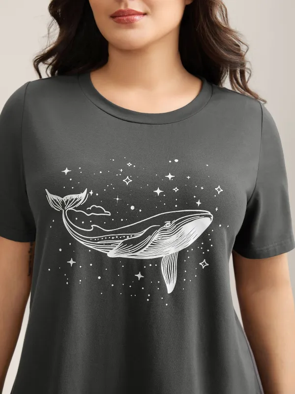 Dolphin Pattern Crewneck T-Shirt sold by Bloomchic