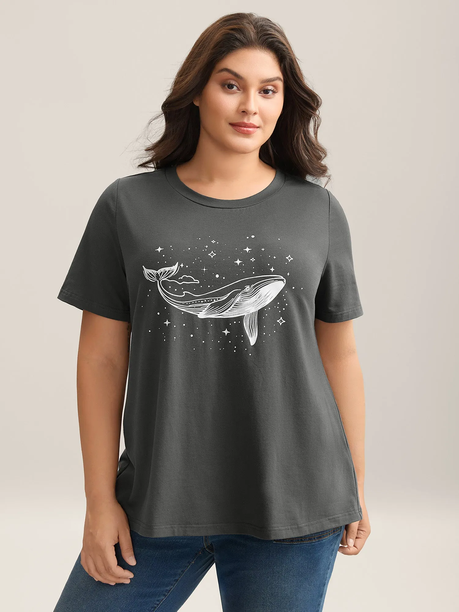 Dolphin Pattern Crewneck T-Shirt sold by Bloomchic product image thumbnail 2