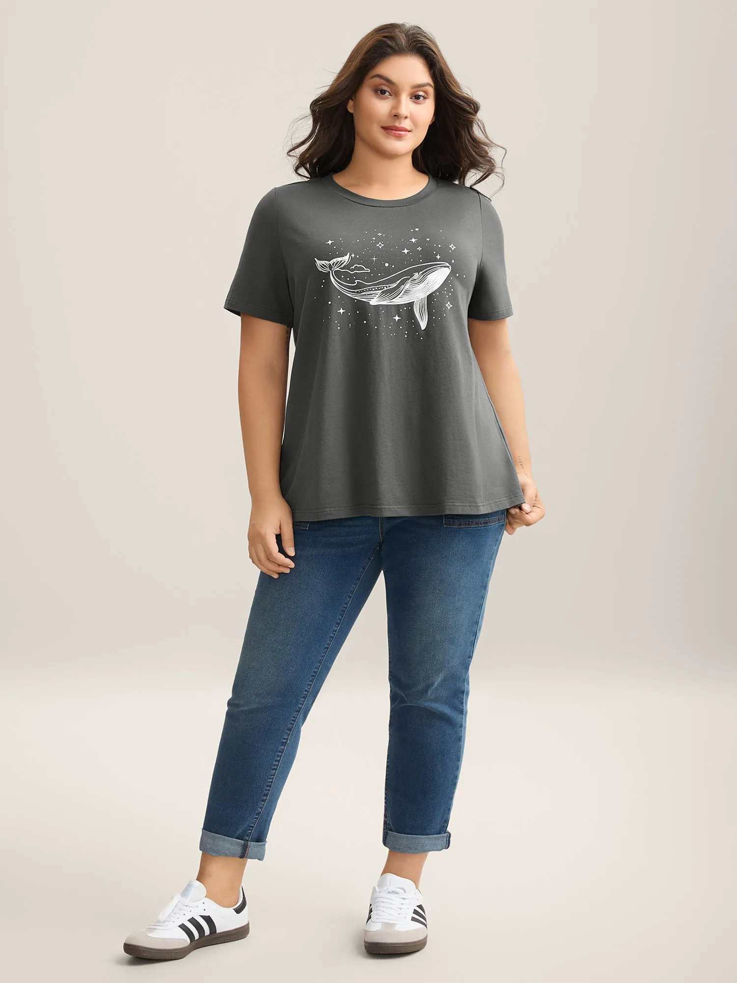 Dolphin Pattern Crewneck T-Shirt sold by Bloomchic product image thumbnail 3
