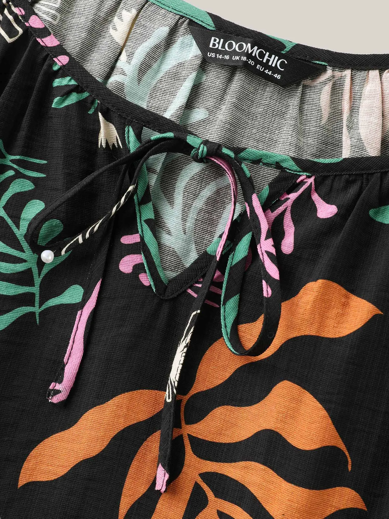 Multi-Color Leaf Print Tassels Blouse sold by Bloomchic product image thumbnail 5