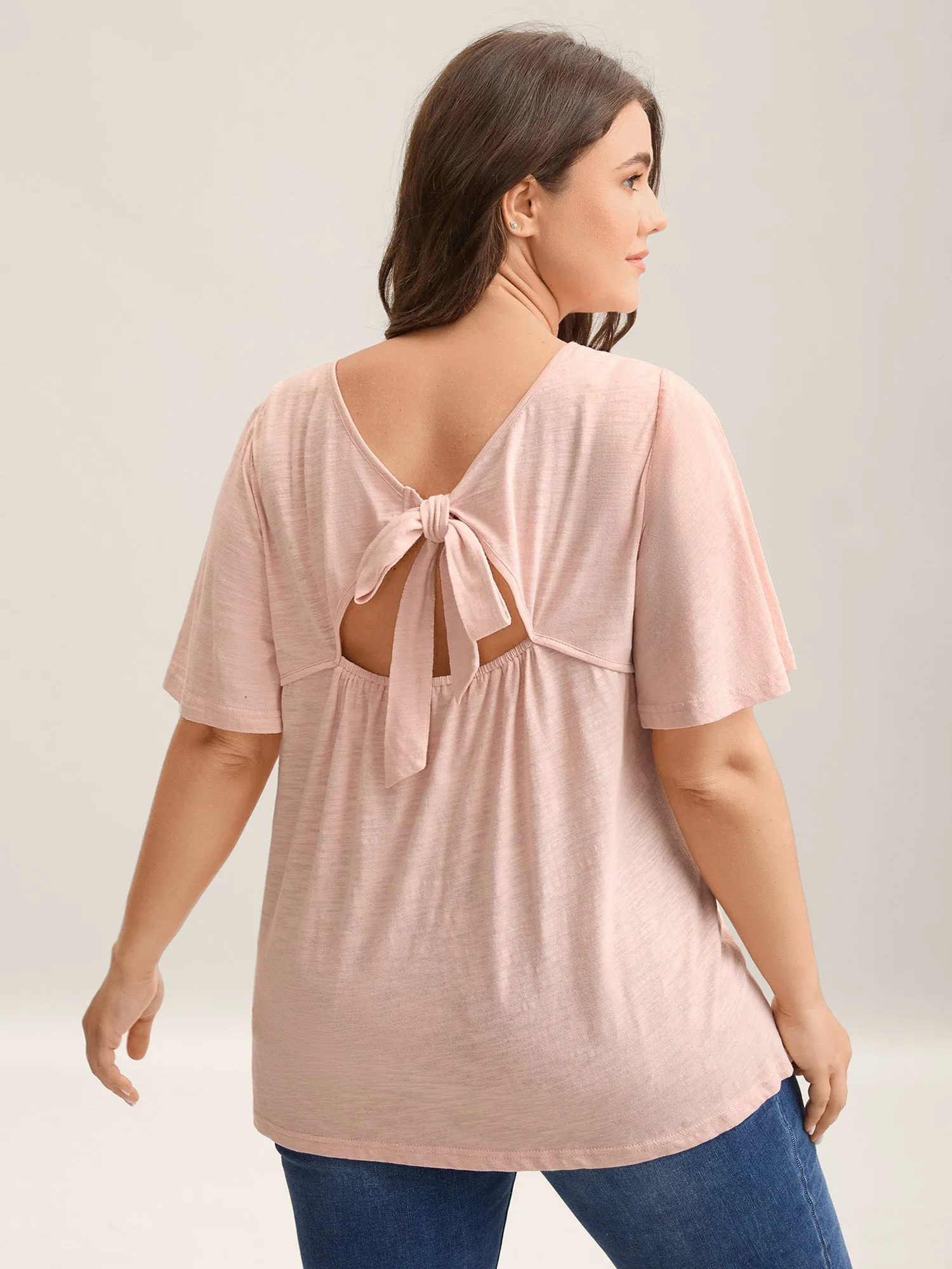 Pure Cotton Stretchy Bow Back T-Shirt sold by Bloomchic