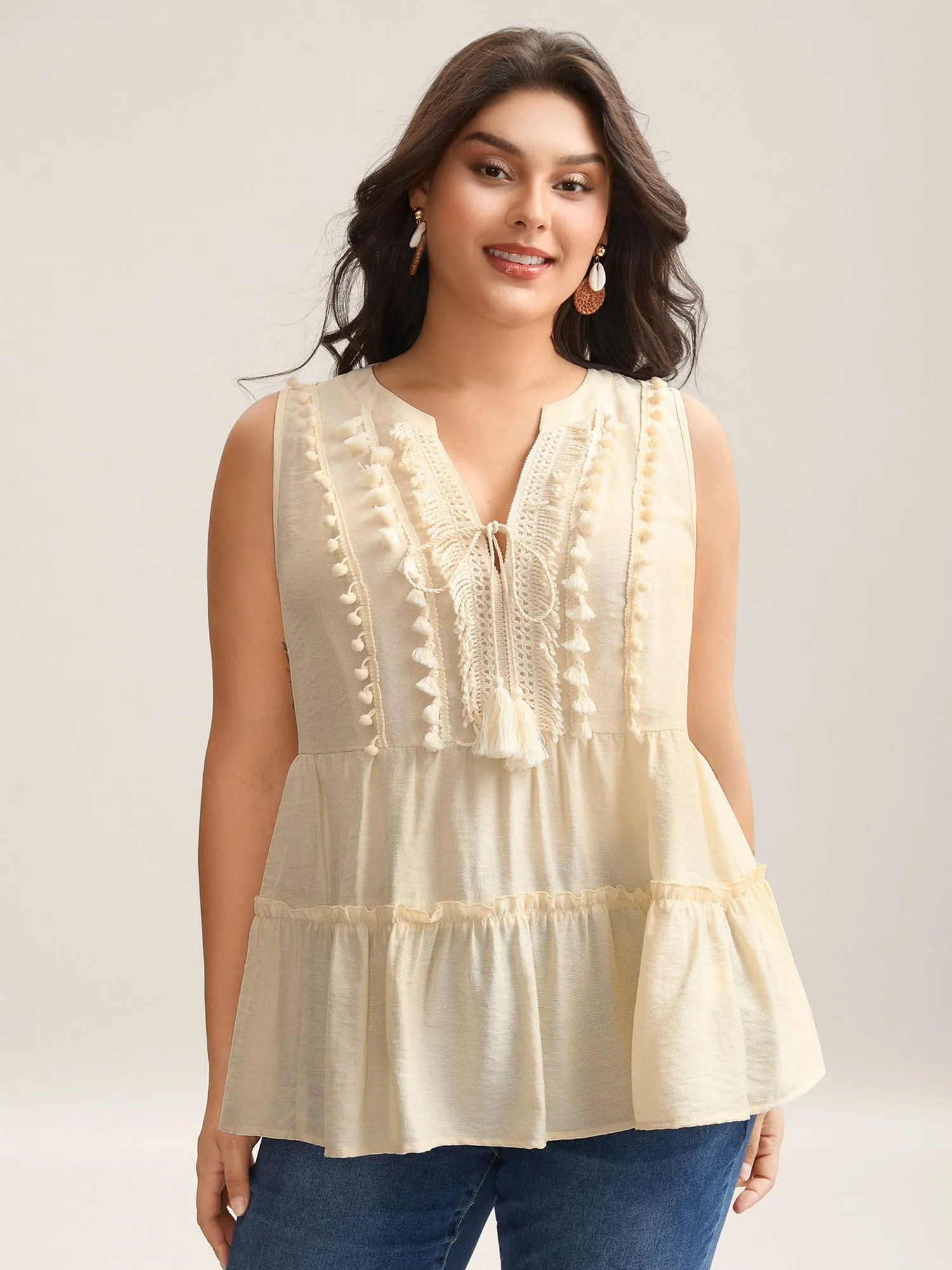 Pure Textured Tassels Tiered Tank Top sold by Bloomchic product image thumbnail 2