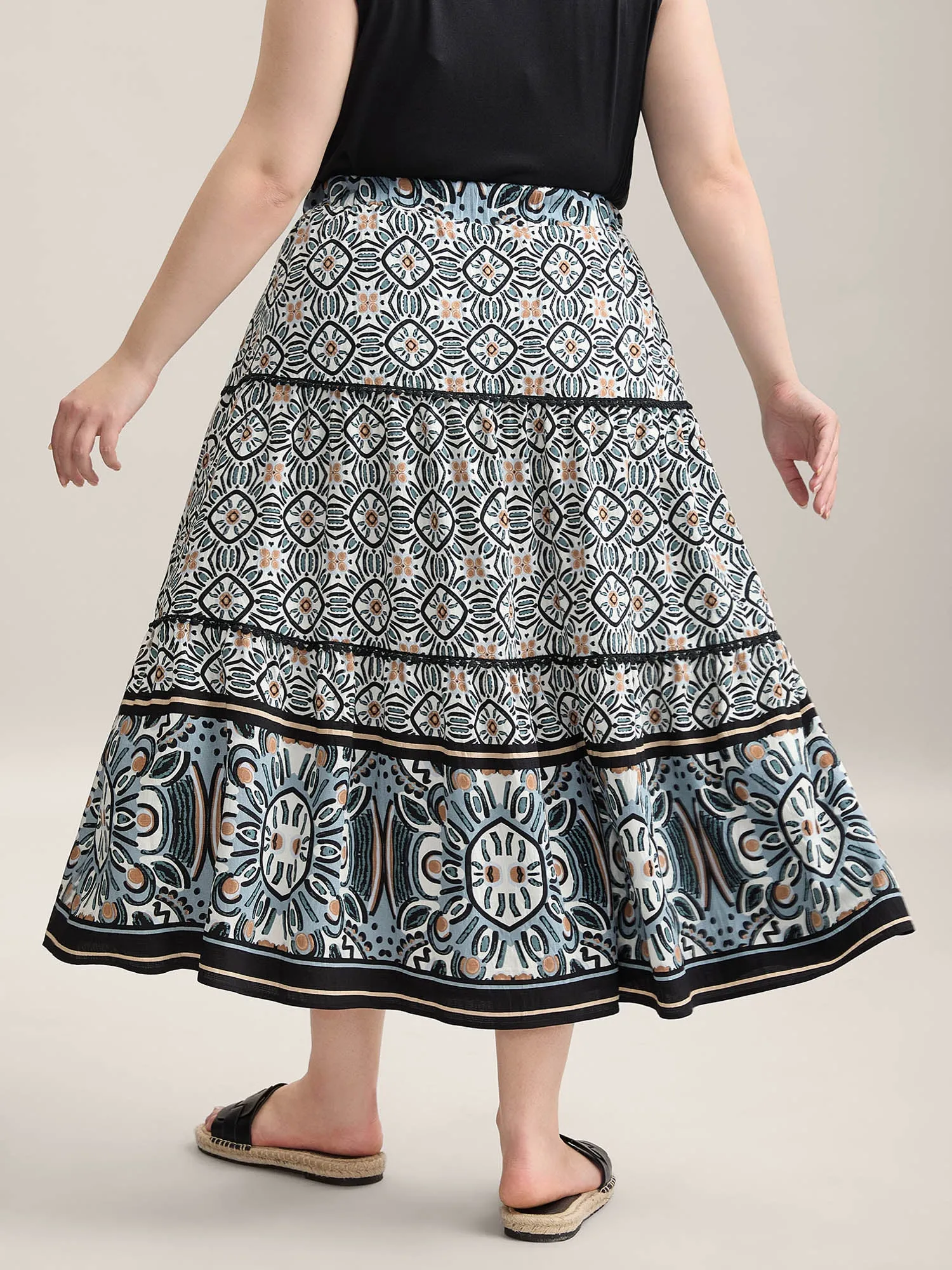 Boho Print Spliced Tiered Maxi Skirt sold by Bloomchic product image thumbnail 2