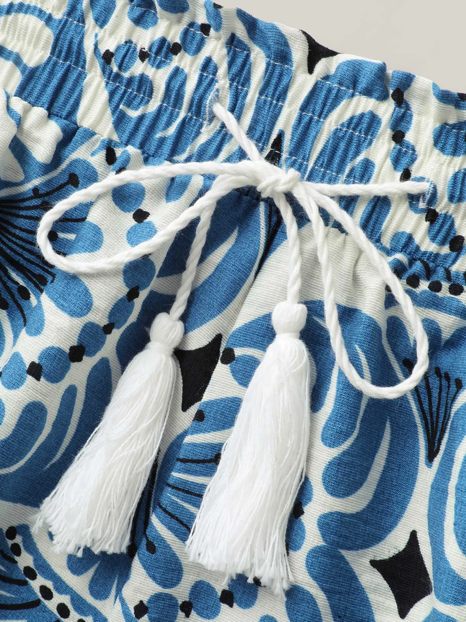 Boho Print Shirred Waist Straight-Fit Shorts sold by Bloomchic product image thumbnail 5