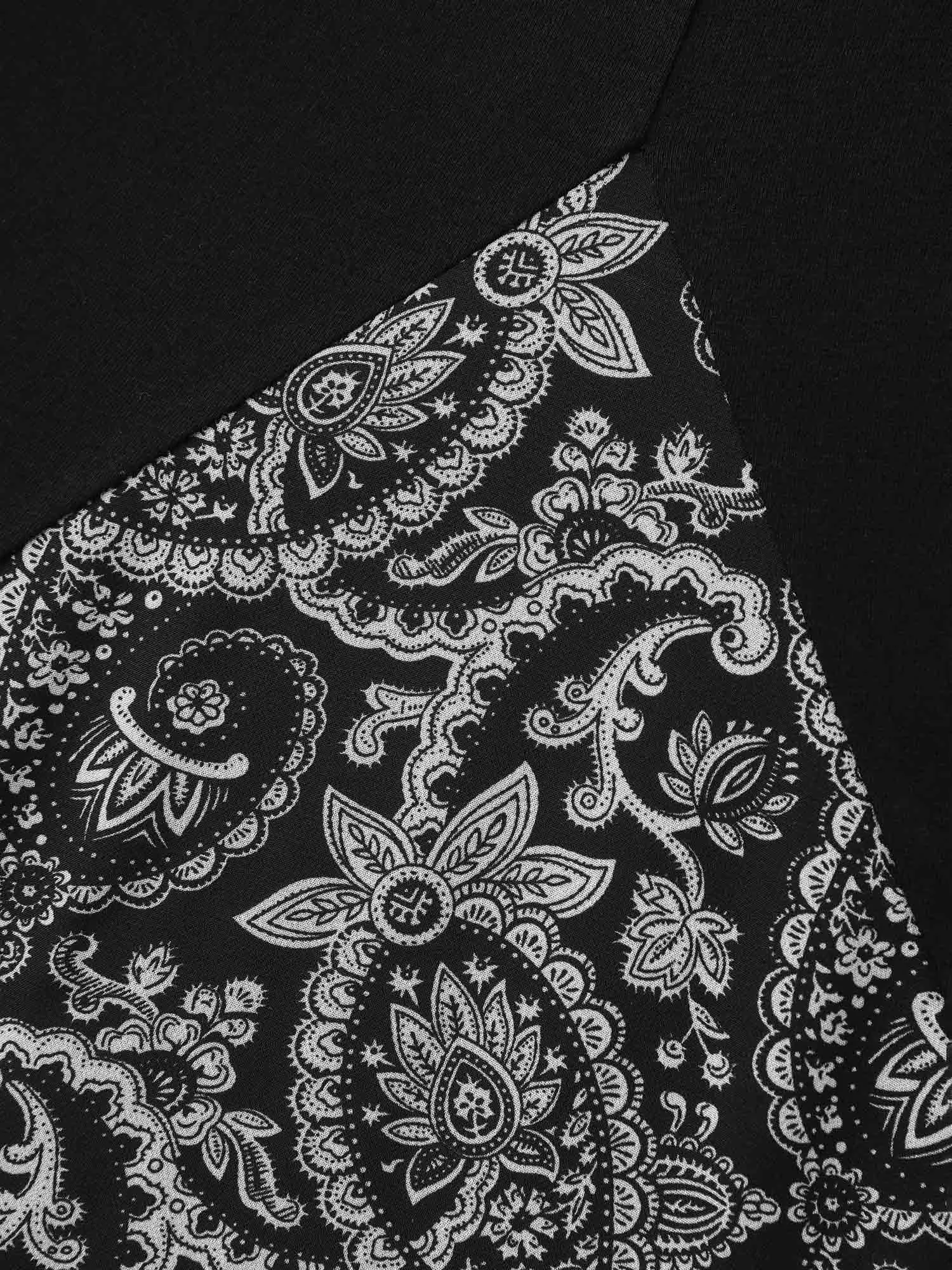 Paisley Print Crew Neck Spliced T-Shirt sold by Bloomchic product image thumbnail 5