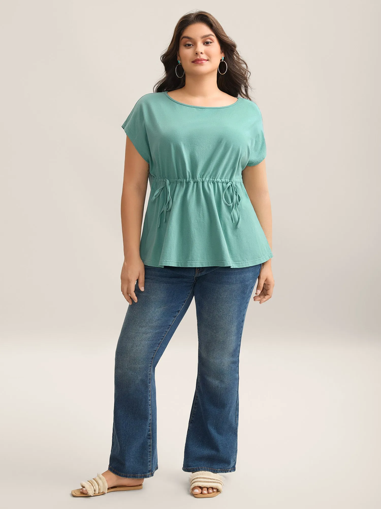 Pure Cotton Waist-Tie Plain T-Shirt sold by Bloomchic product image thumbnail 4