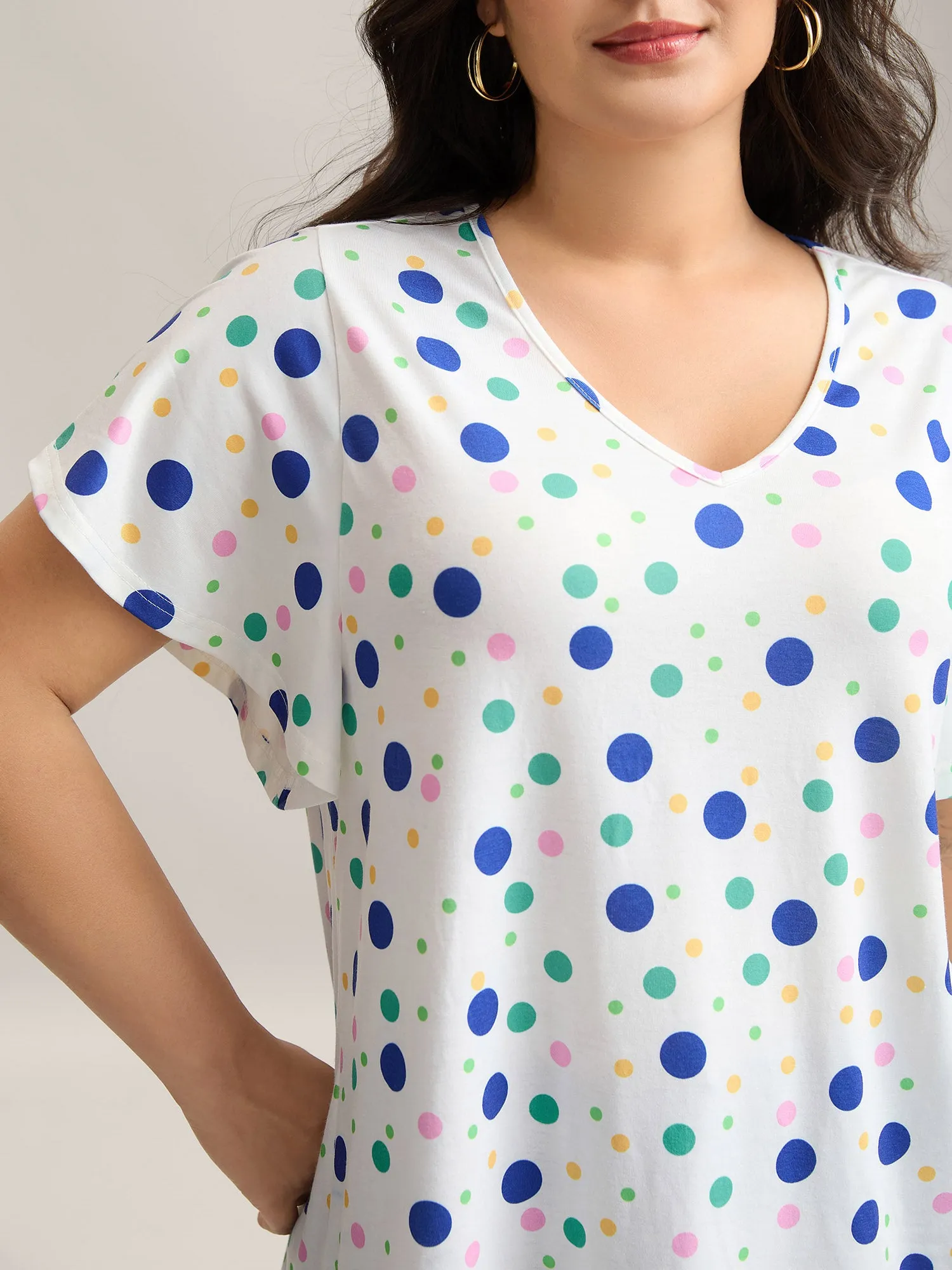 Stretchy Playful Polka Dots Ruffled T-Shirt sold by Bloomchic product image thumbnail 4