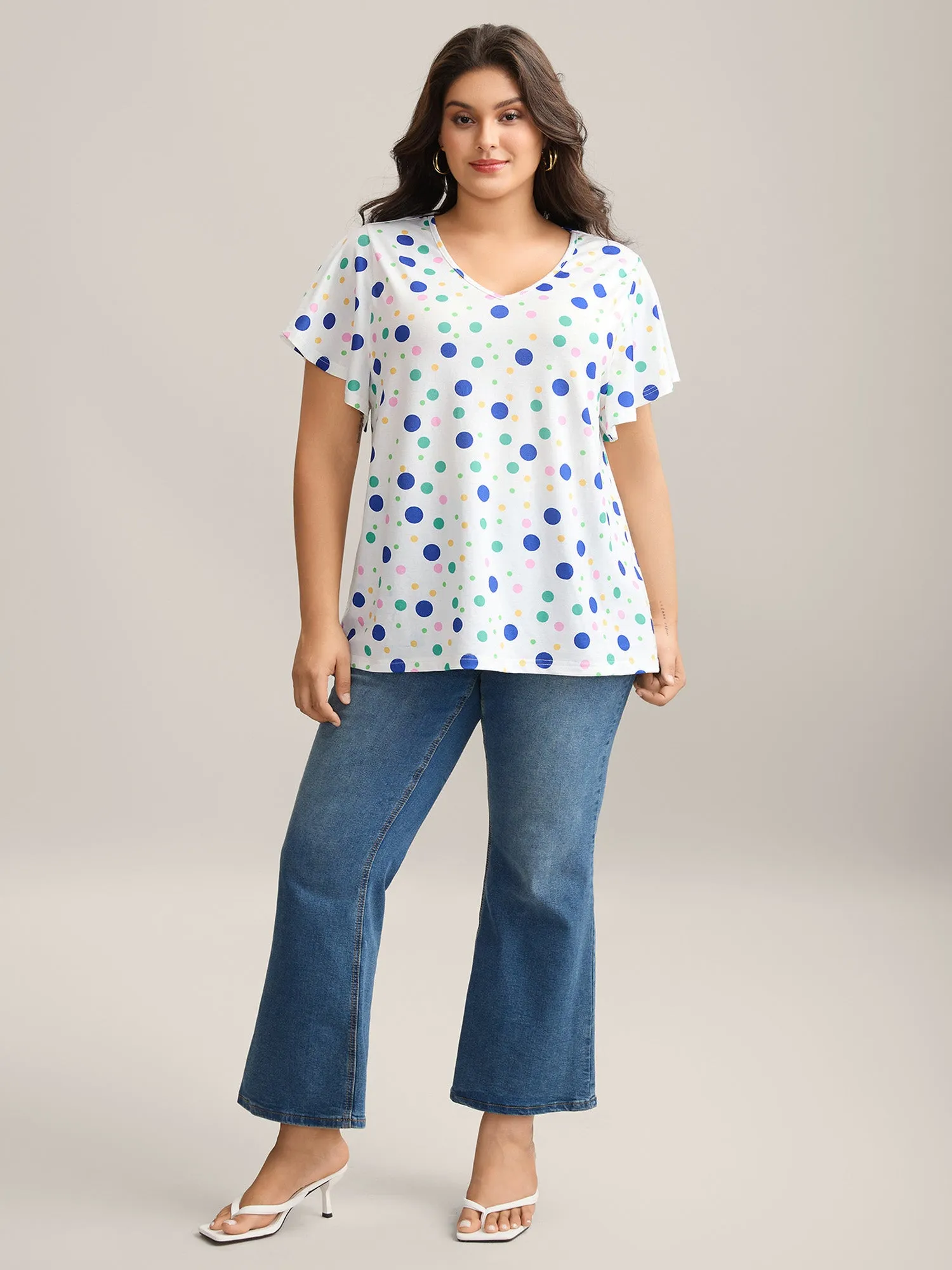 Stretchy Playful Polka Dots Ruffled T-Shirt sold by Bloomchic product image thumbnail 3