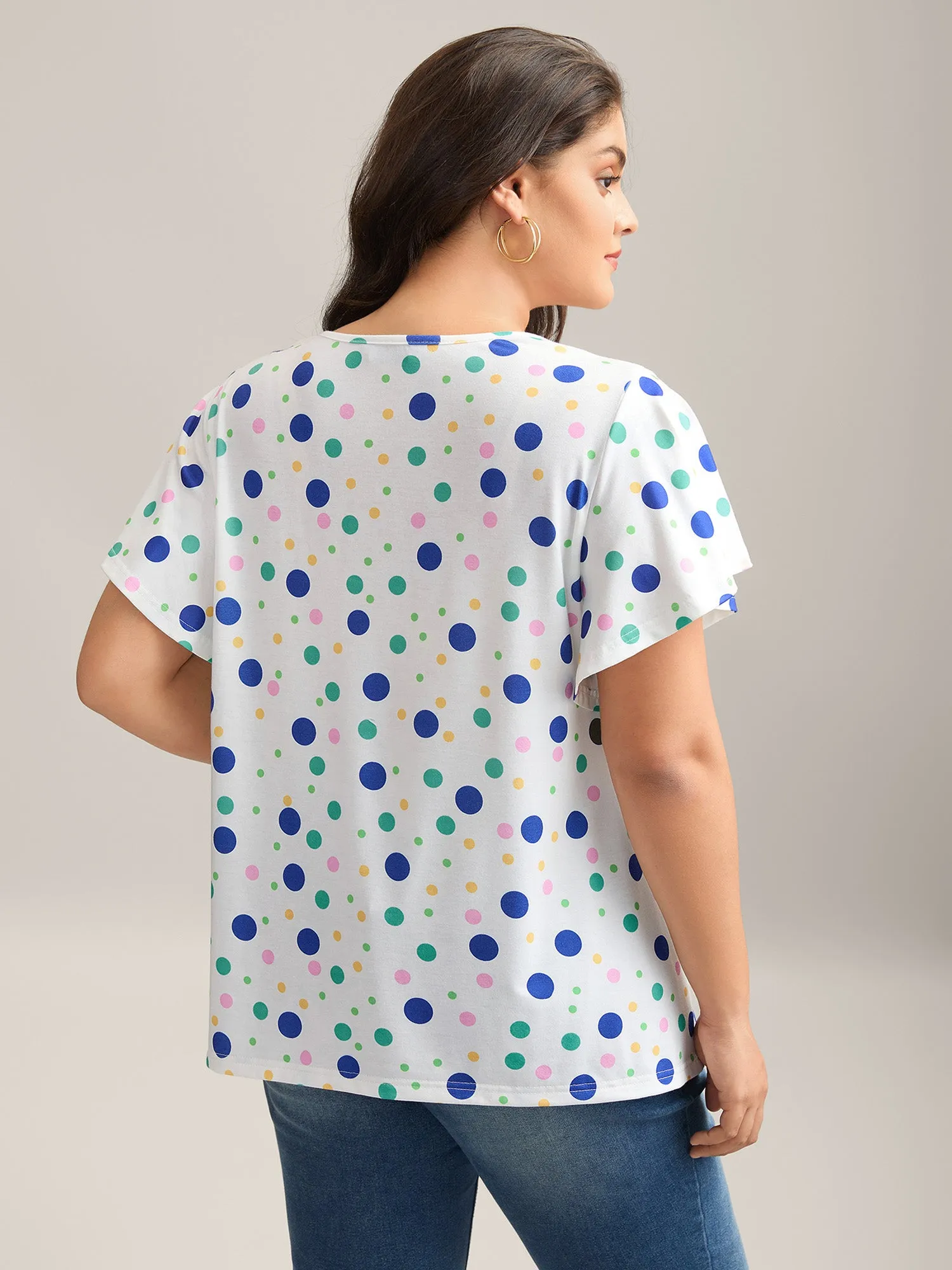 Stretchy Playful Polka Dots Ruffled T-Shirt sold by Bloomchic product image thumbnail 2