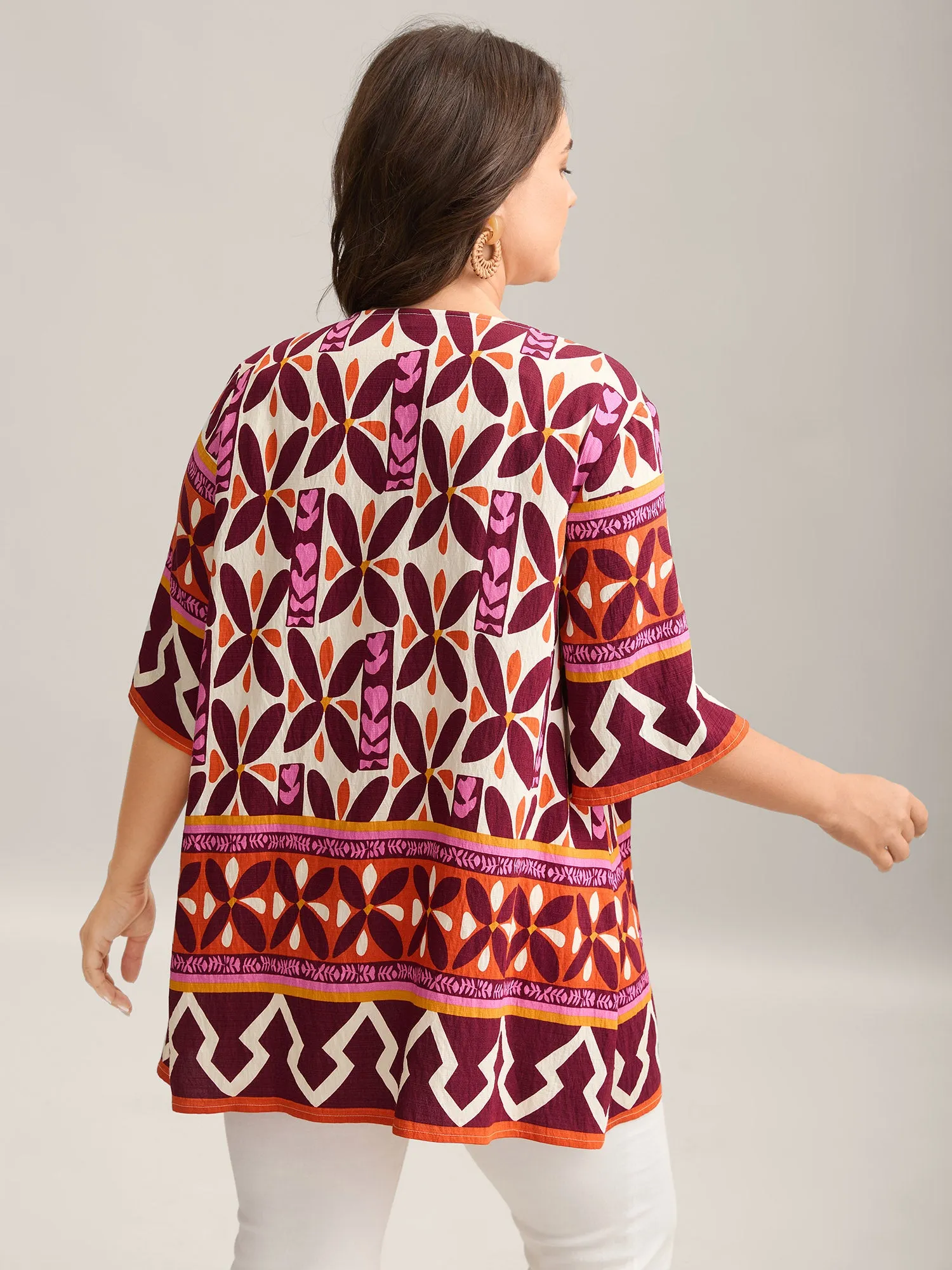 Boho Print Open-Front Kimono sold by Bloomchic product image thumbnail 4