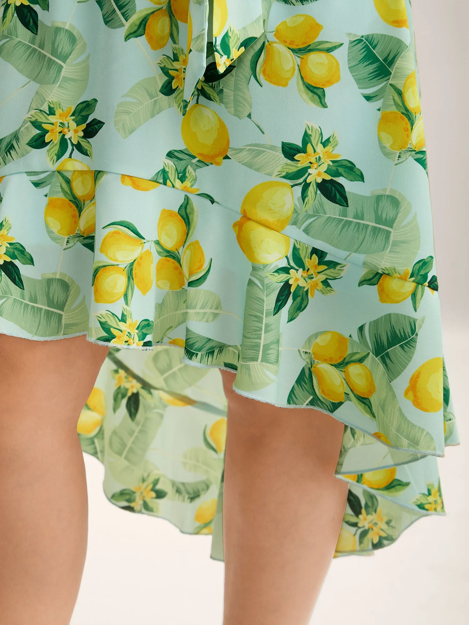 Citrus Print Ruffled Hem Belted Midi Dress sold by Bloomchic product image thumbnail 2