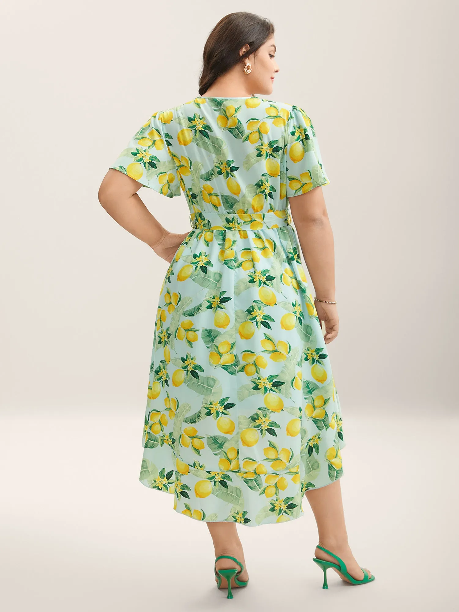 Citrus Print Ruffled Hem Belted Midi Dress sold by Bloomchic product image thumbnail 4