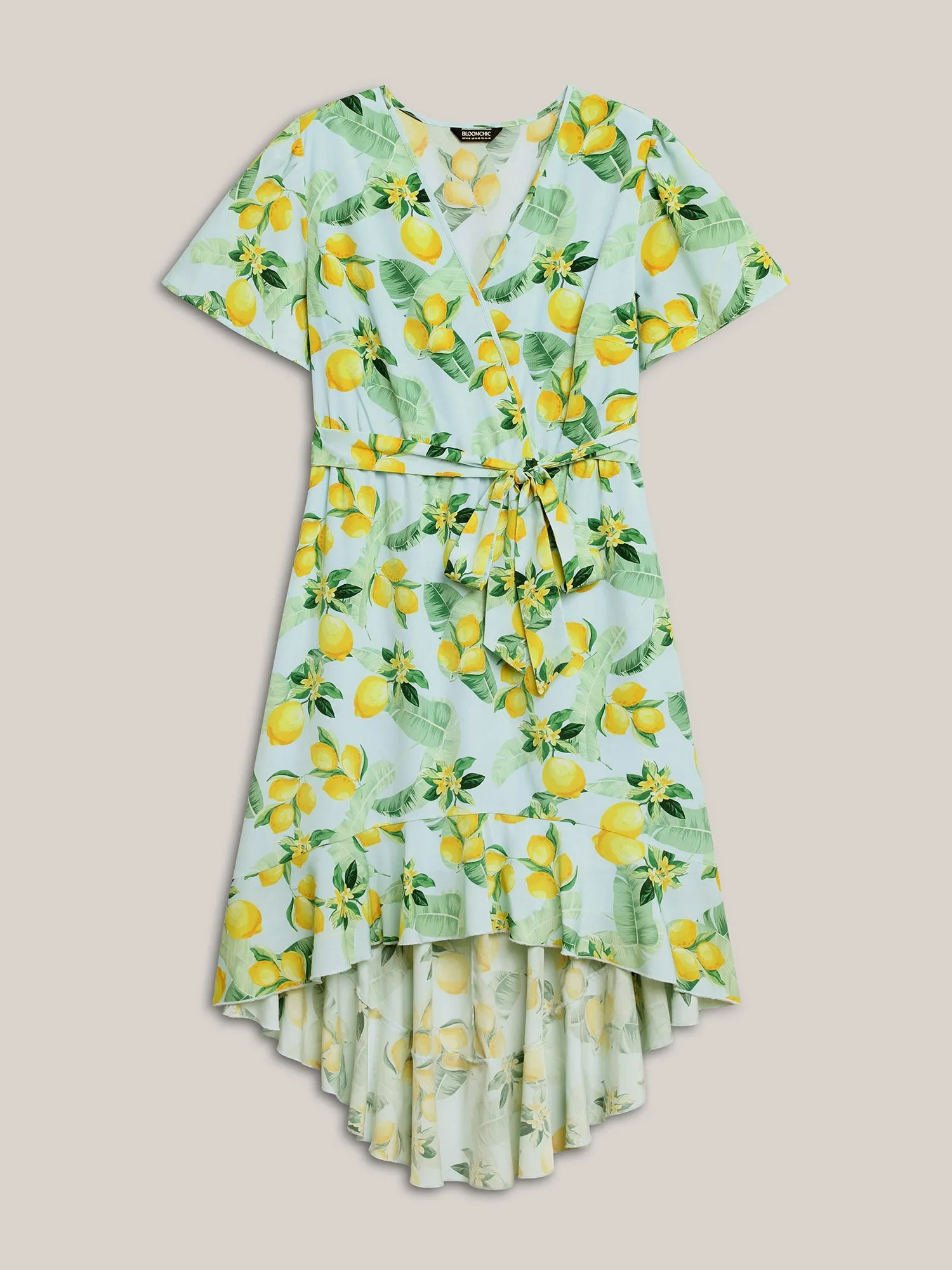Citrus Print Ruffled Hem Belted Midi Dress sold by Bloomchic product image thumbnail 5