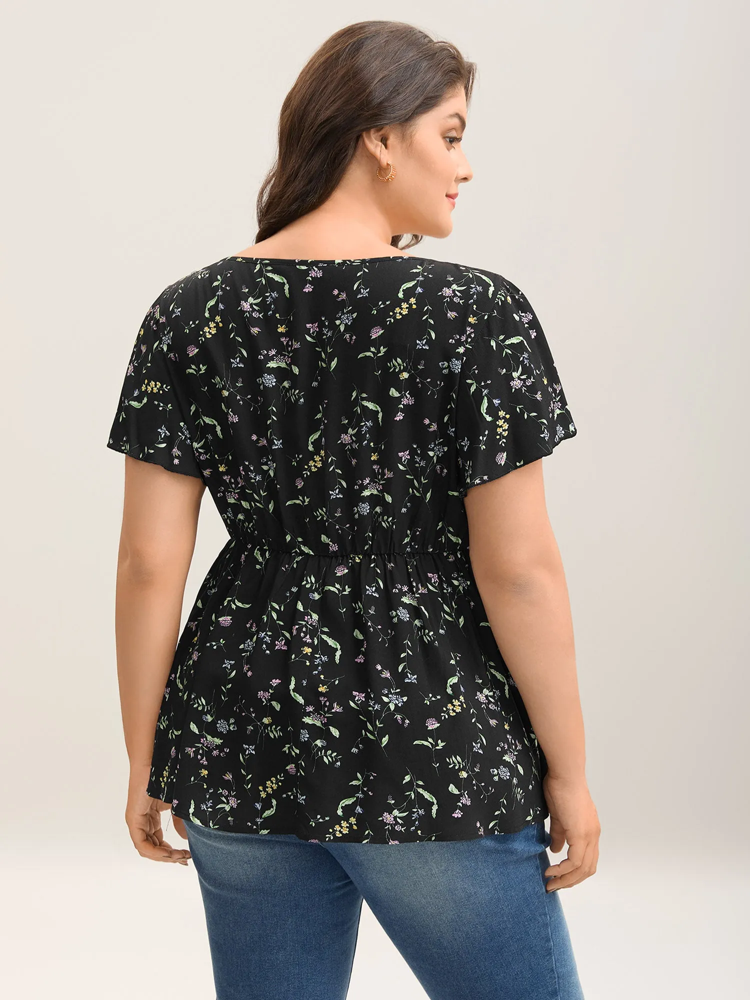 Floral Print Bow Waist-Cinched Shirt sold by Bloomchic product image thumbnail 4